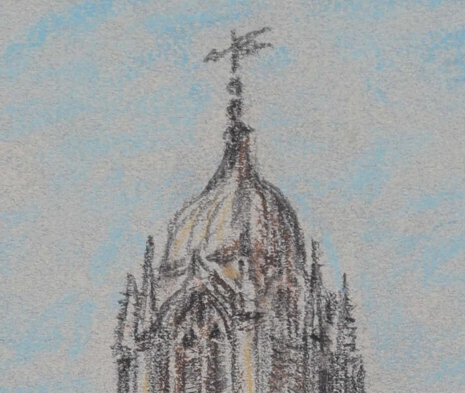 Christ Church's College, Oxford, disegno a pastello - Art Realismo di William Steeple Davis