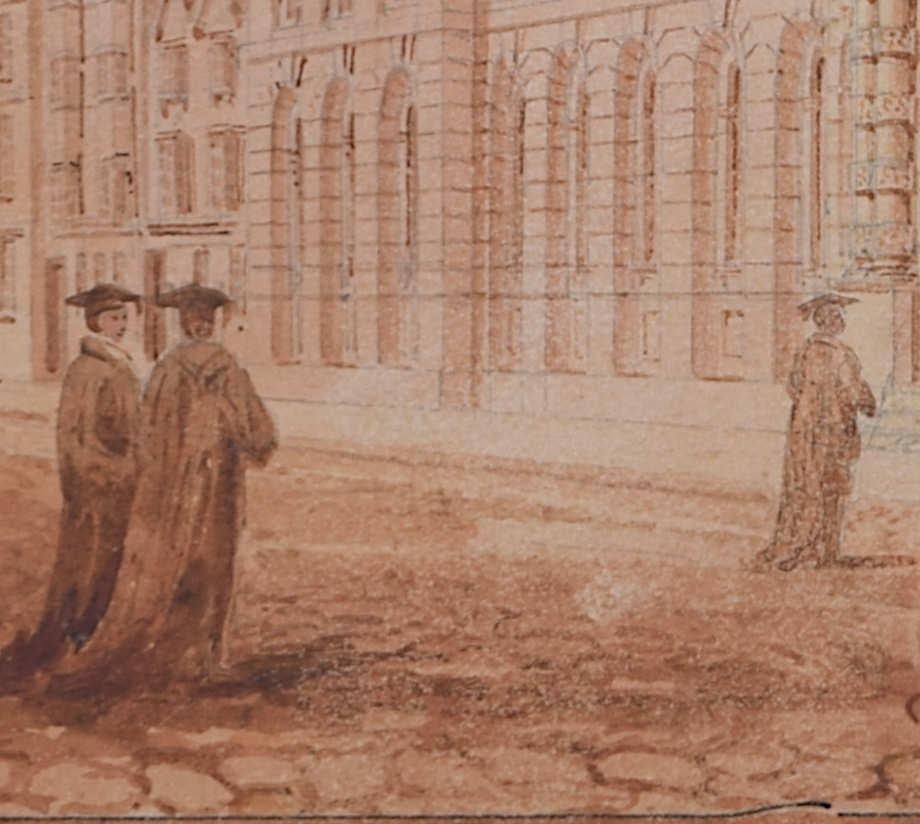 Queen's College in the High Street Oxford, watercolour by J. C. Buckler For Sale 1