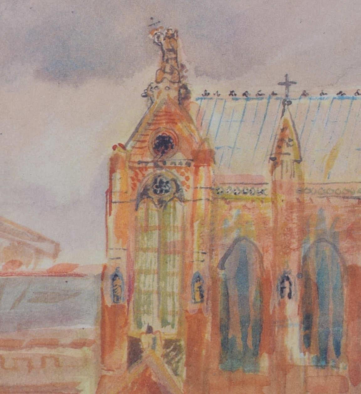 Cappella del Keble College, acquerello di David Garland in vendita 2