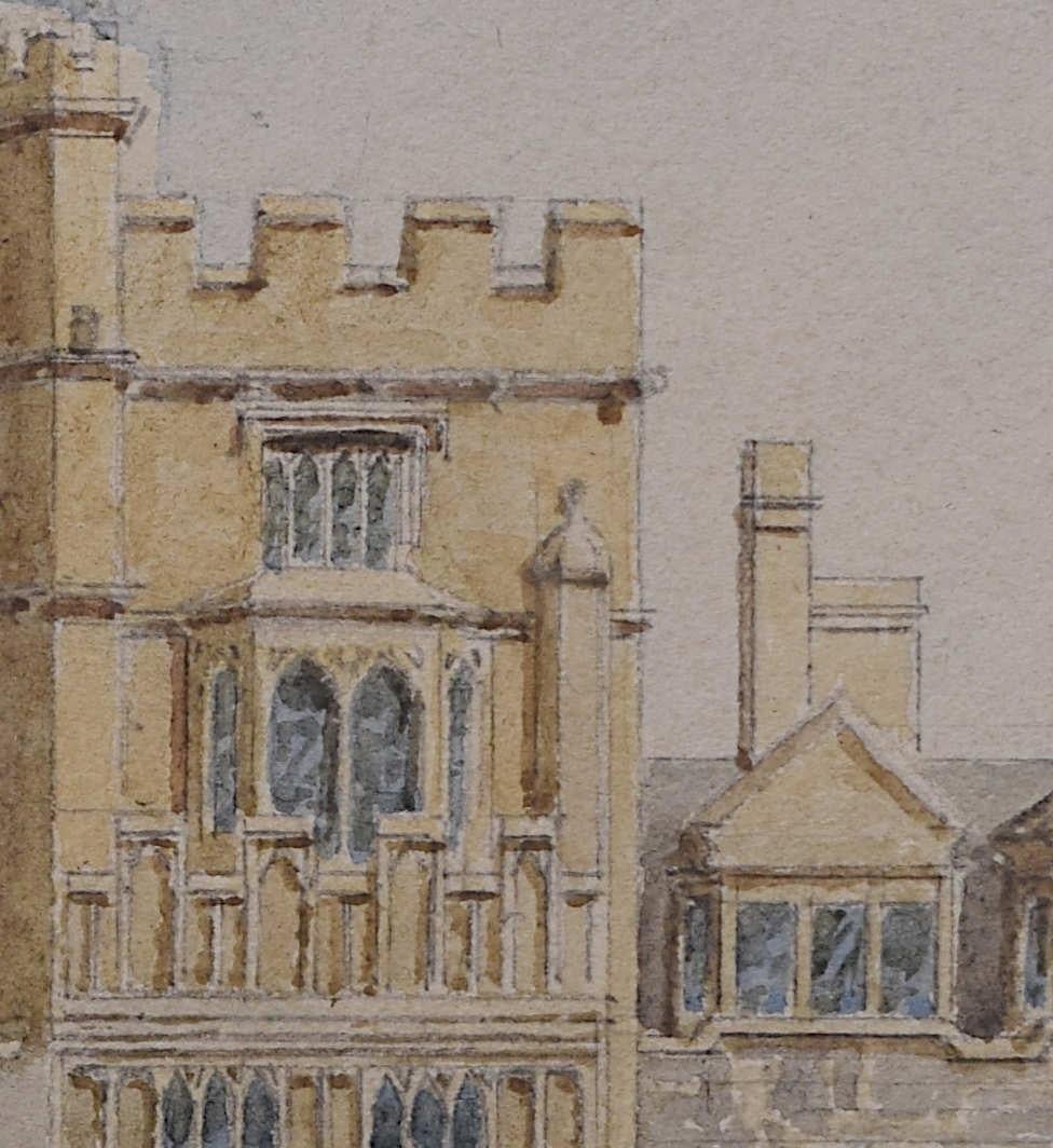 Brasenose College Quadrangle, watercolour by George Pyne For Sale 2