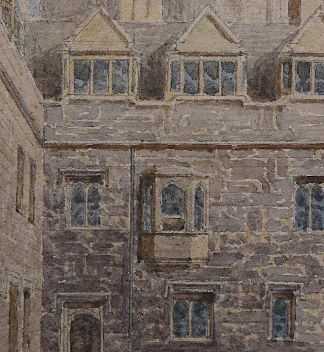 Brasenose College Quadrangle, watercolour by George Pyne For Sale 4