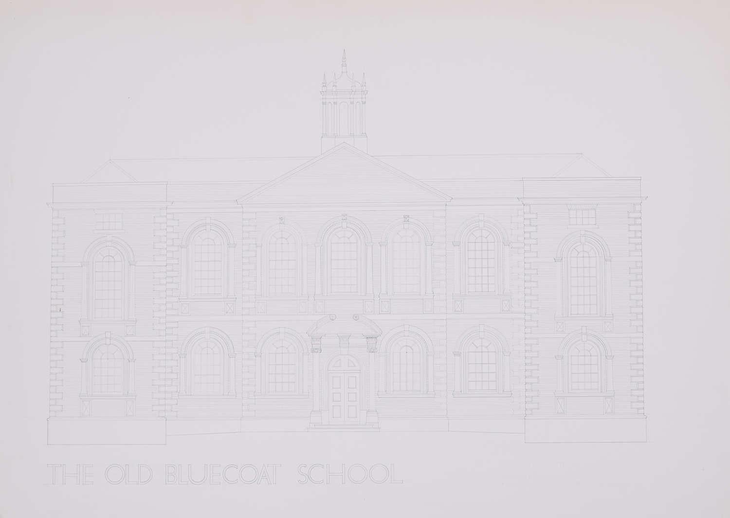 The Old Bluecoat School, pencil drawing by M R A Hollis