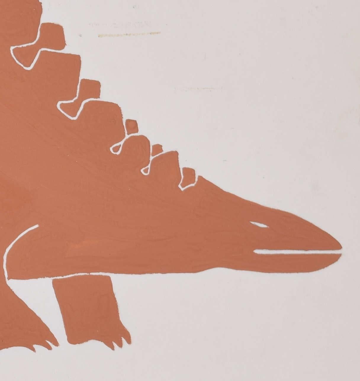 Stegosaurus - Motif d'affiche à la gouache pour la Local History Society - Réalisme Art par M R A Hollis