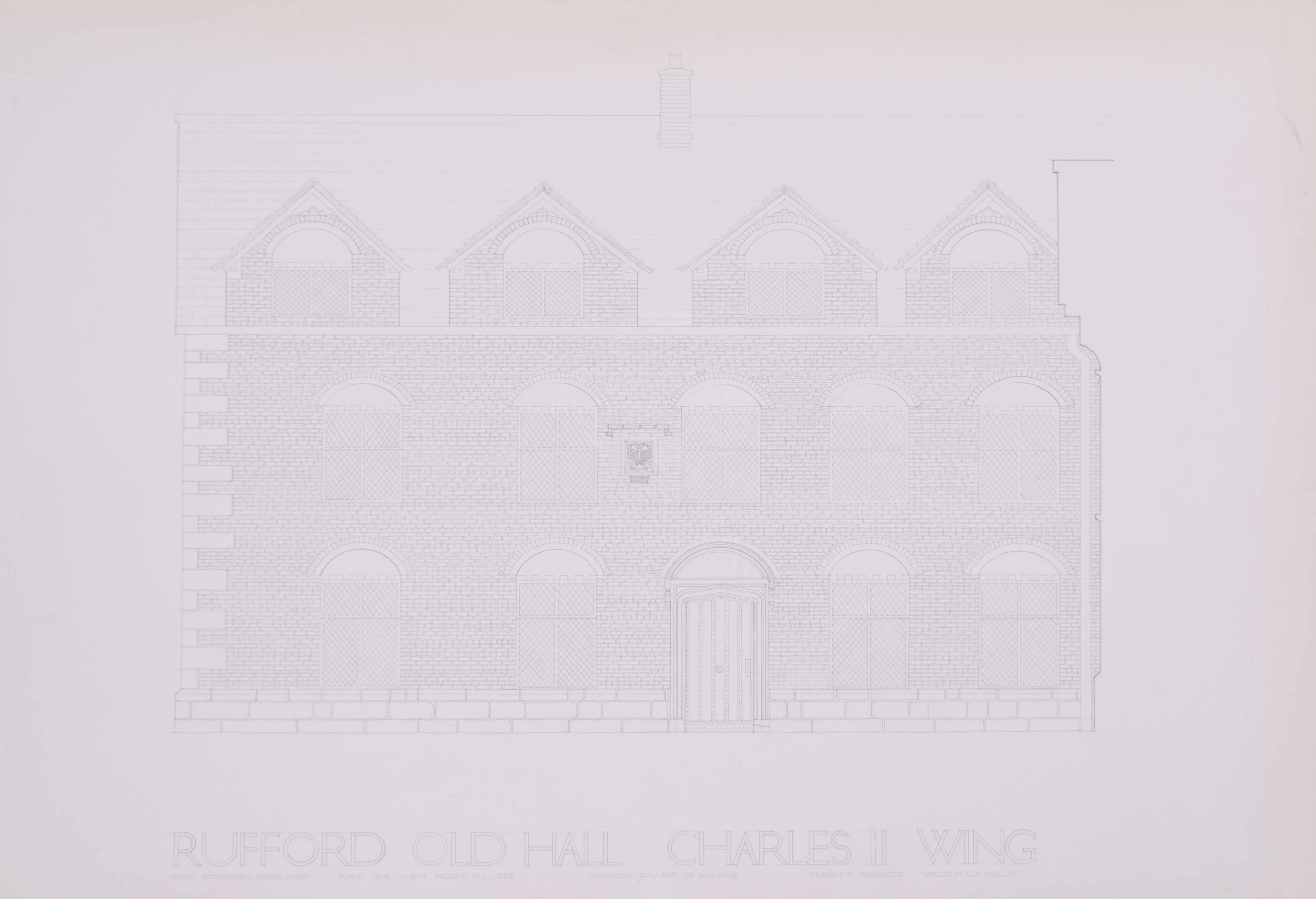 Rufford Old Hall, pencil drawing by M R A Hollis For Sale 4
