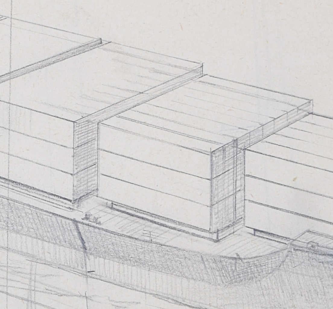 Container Ship, pencil drawing by Laurence Dunn For Sale 3