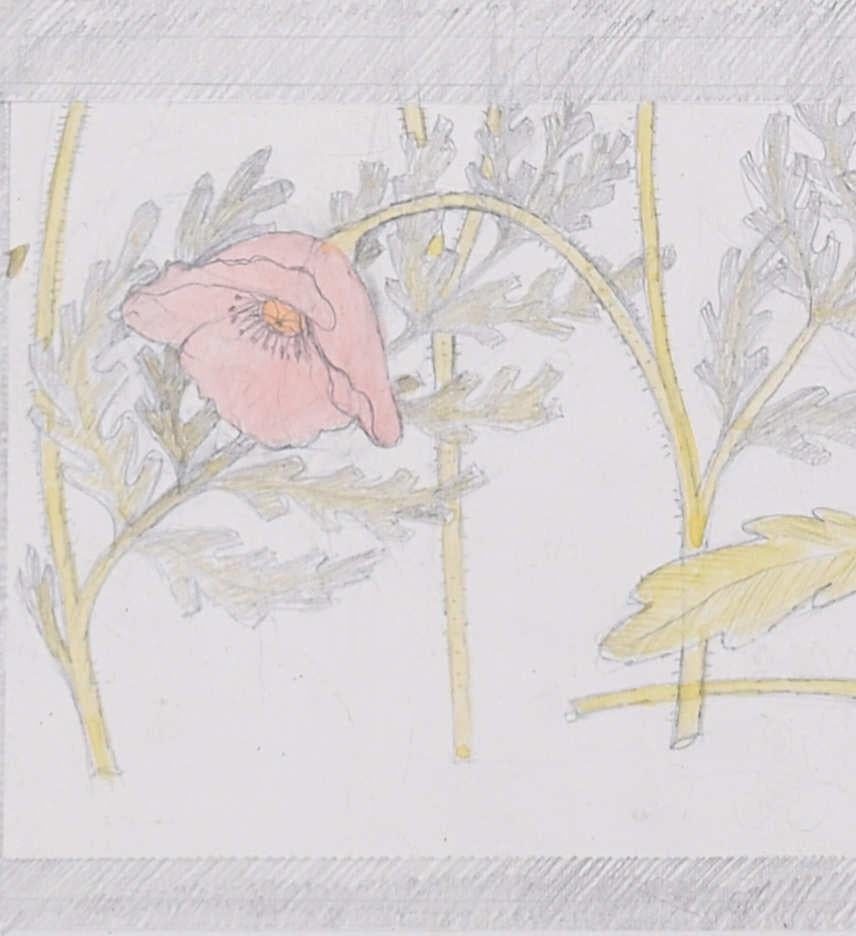 Design de crayon pour une fenêtre en verre teinté de Jane Gray en vente 4