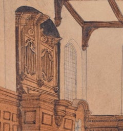 Cappella del Christ's College, Cambridge, 1842, acquerello di R.A.E Little