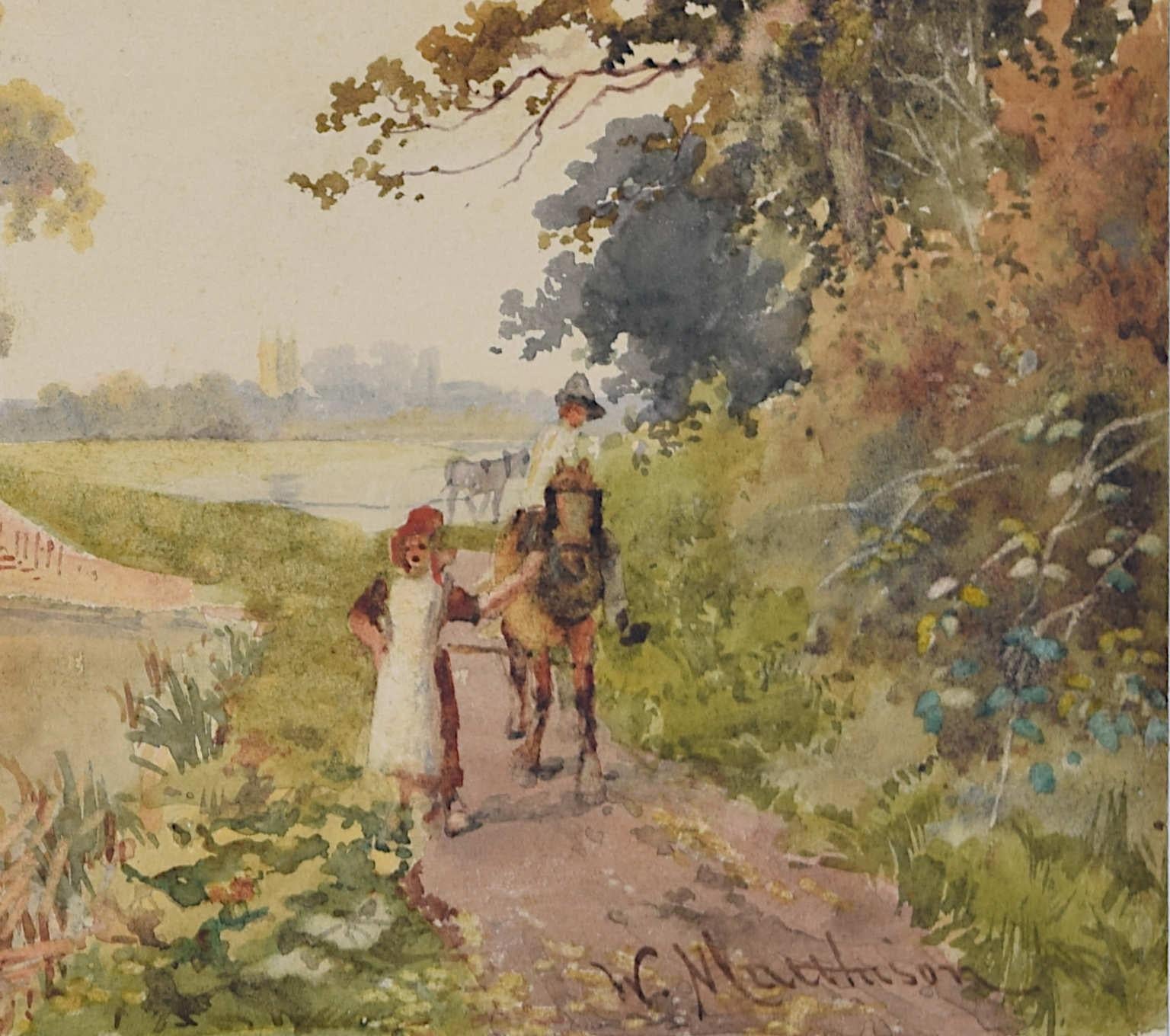 Spires of Oxford from the Canal, watercolour by William Matthison For Sale 4