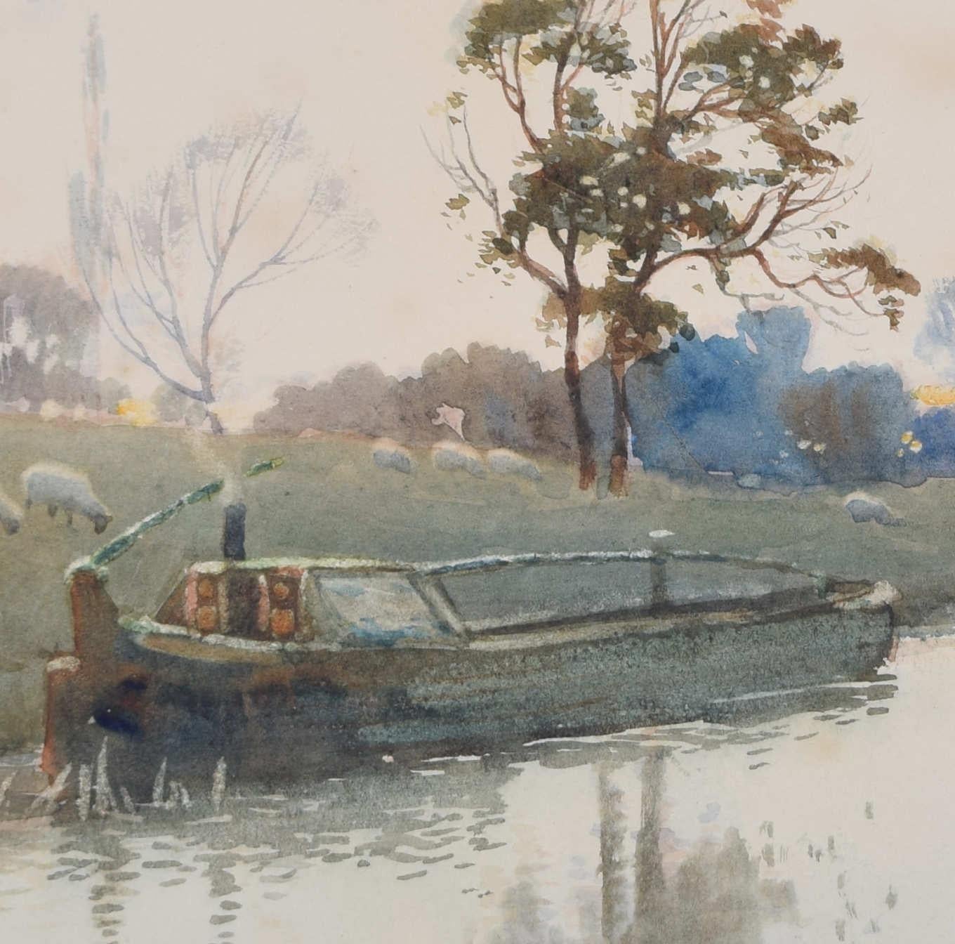 Guglie di Oxford dal canale, acquerello di William Matthison in vendita 2