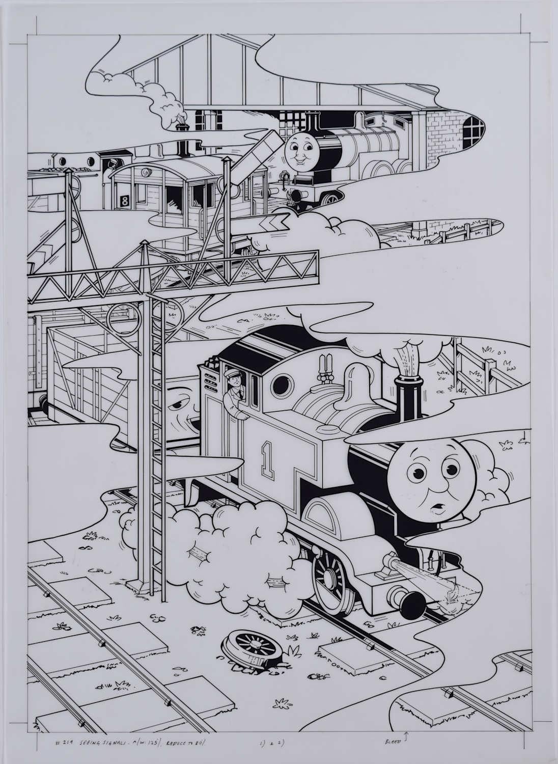 Thomas the Tank Engine, 'Seeing Signals', original ink on cell illustrations