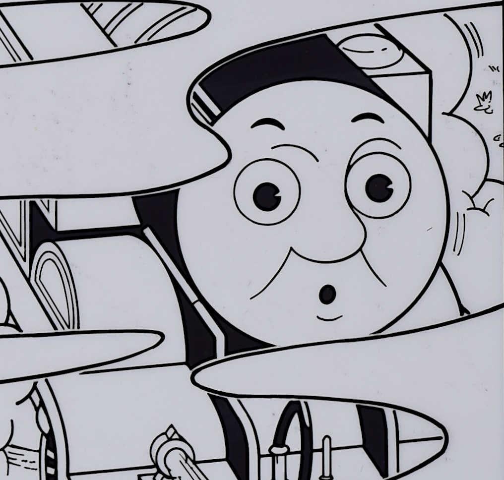 Thomas the Tank Engine, 'Seeing Signals', original ink on cell illustrations - Gray Figurative Art by John York
