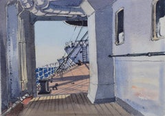 Claude Muncaster: 1948 City of New York Maritime Art watercolour ship steamer