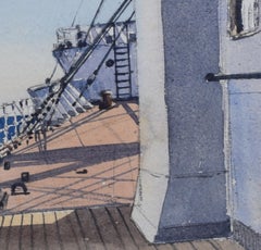 Claude Muncaster: 1948 City of New York Maritime Art watercolour ship steamer