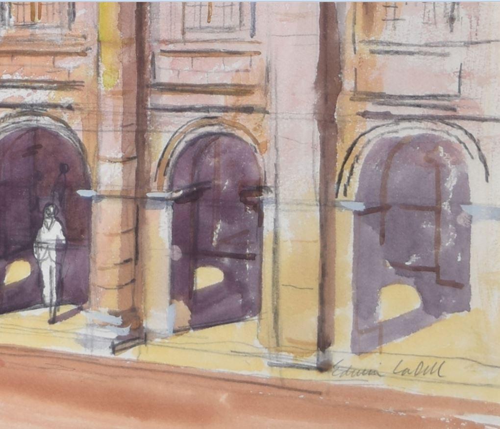 Edwin La Dell Emmanuel College Cambridge watercolour Mid Century Modern British For Sale 2