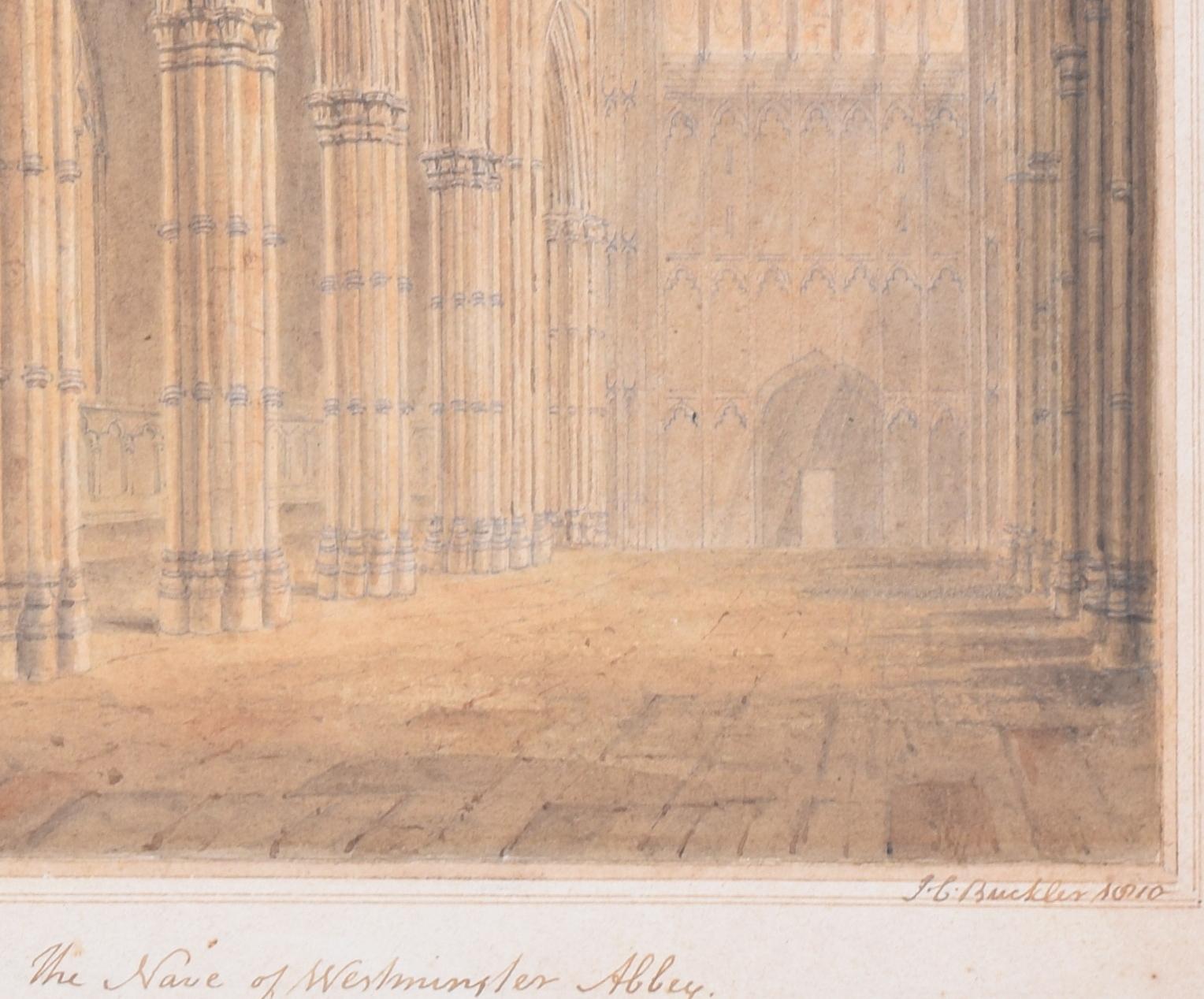 Aquarelle de l'Abbaye de Westminster 1810 de John Chessell Buckler, Londres, Grande-Bretagne en vente 1