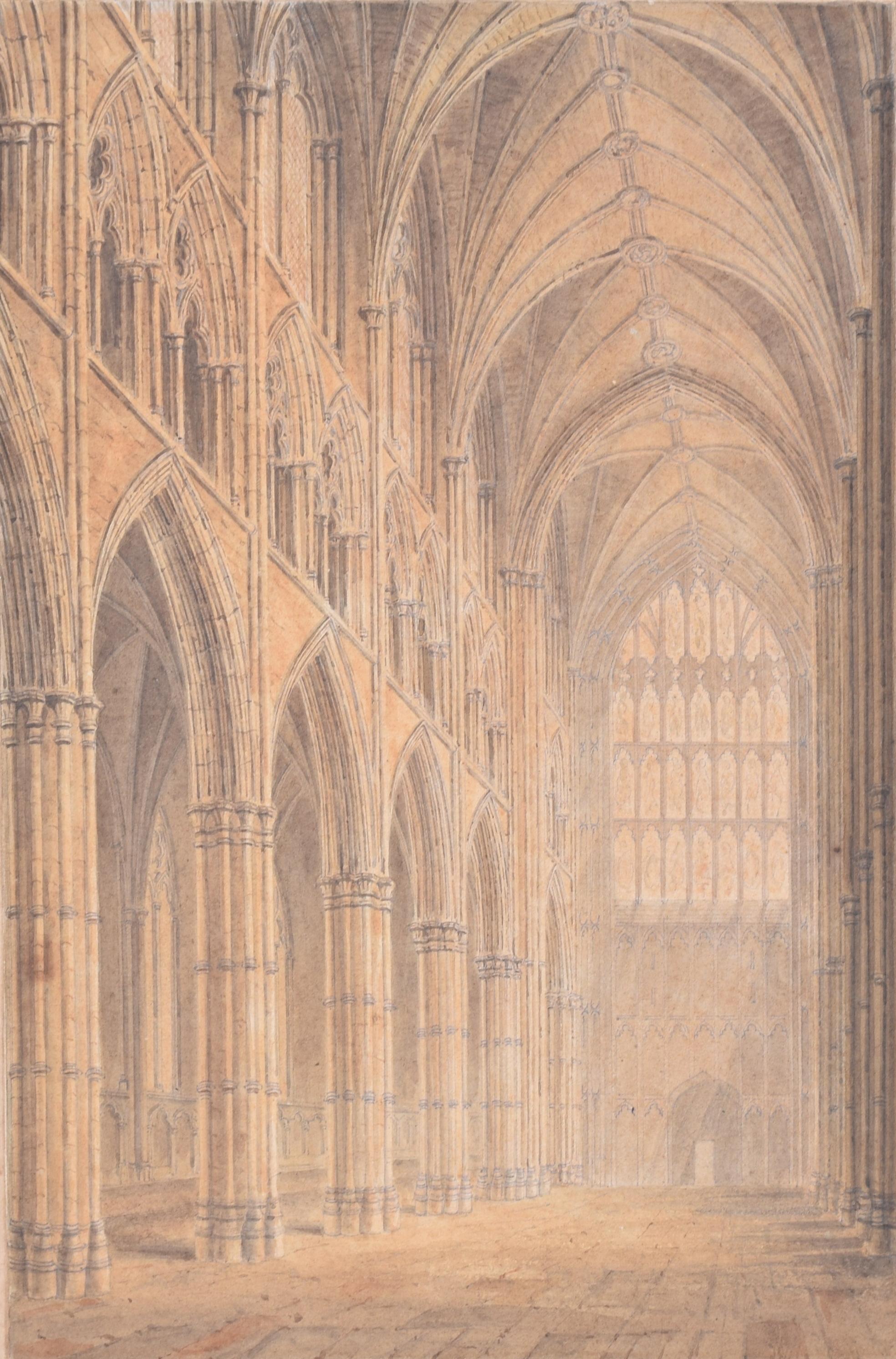 Aquarelle de l'Abbaye de Westminster 1810 de John Chessell Buckler, Londres, Grande-Bretagne en vente 3