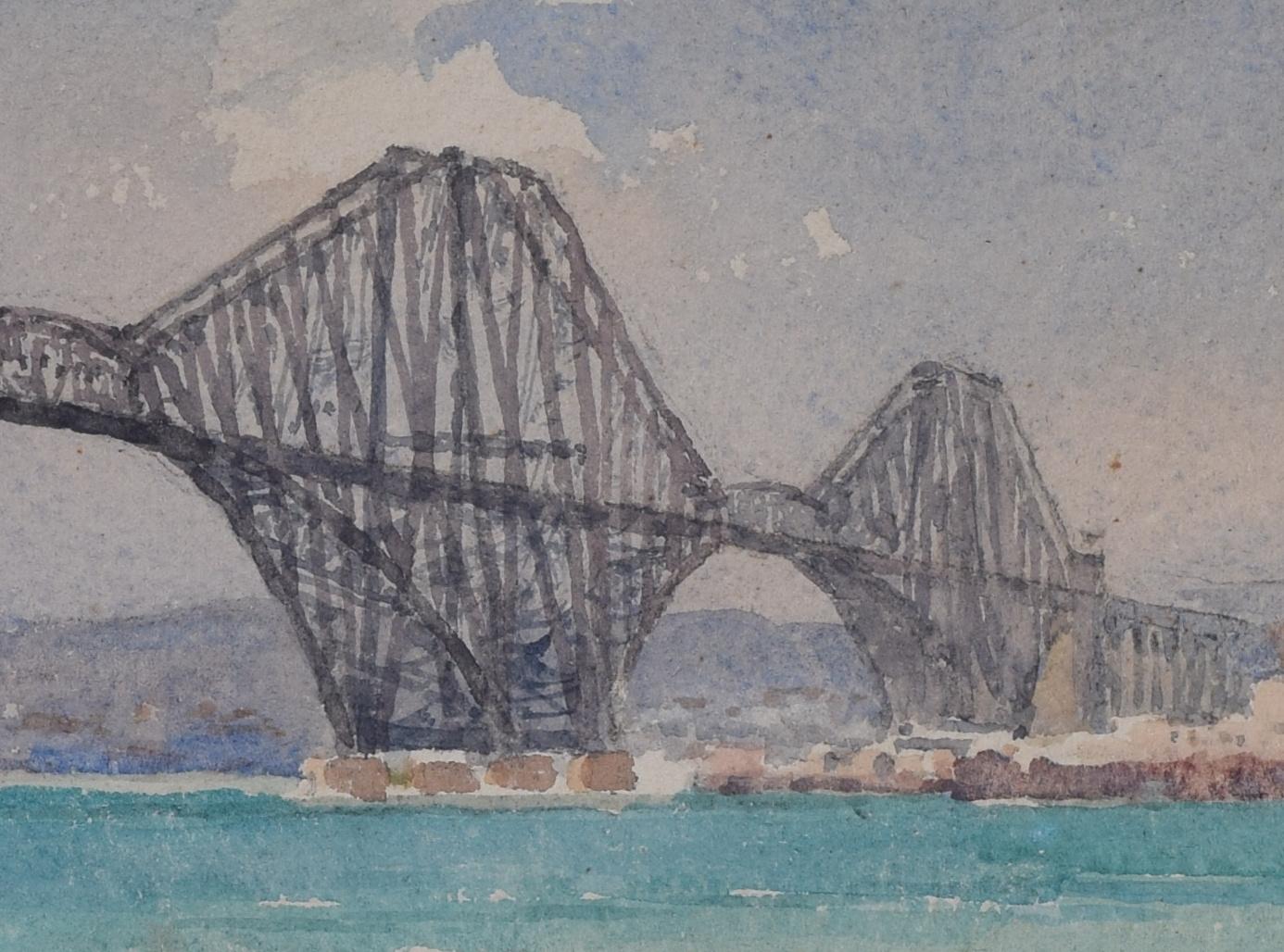 Forth Bridge and Fife Coast by EW Haslehust Scotland, published watercolour - Art by Ernest William Haslehust
