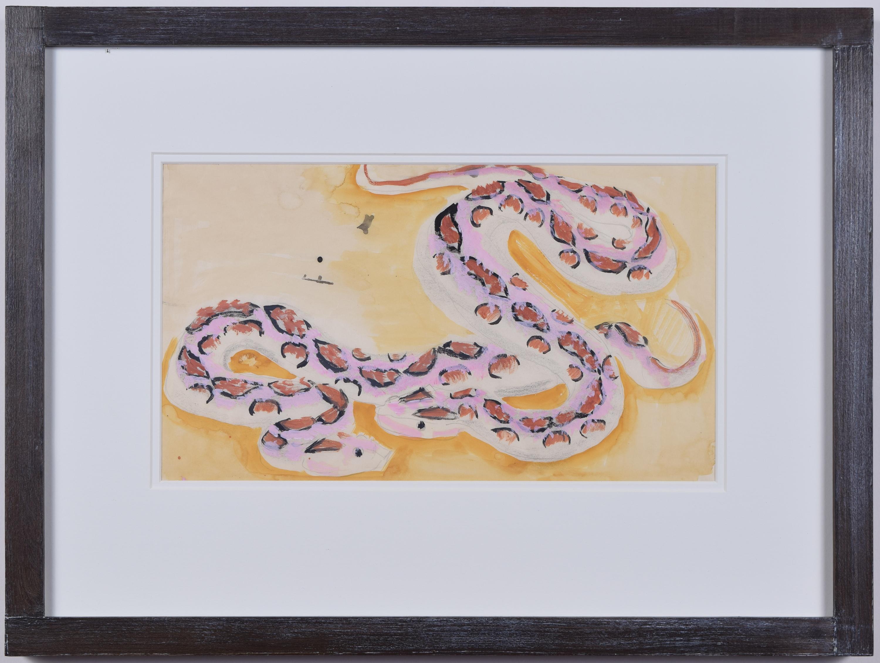 Aquarell mit Schlangenschlangenmotiv von Clifford & Rosemary Ellis  Ben Nicholson Rahmen Neue Naturforscher