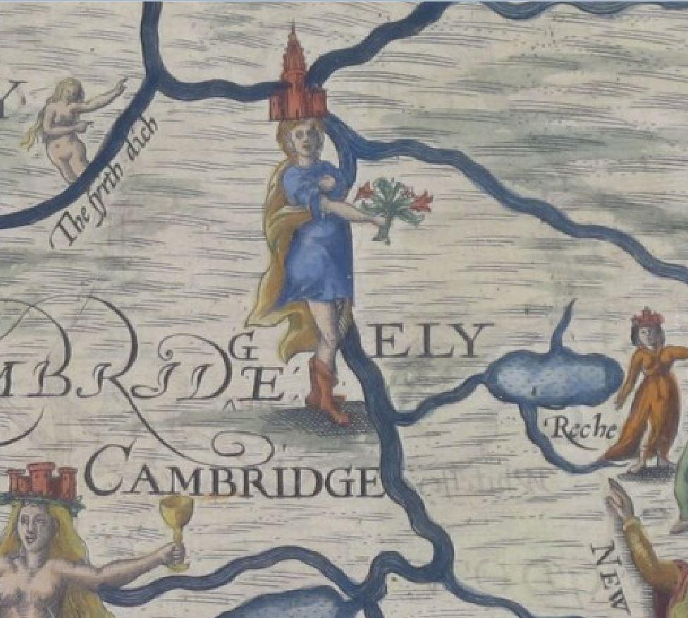 Michael Drayton 1622 Mappa del Cambridgeshire per Poly-Olbion originale antico vintage in vendita 2