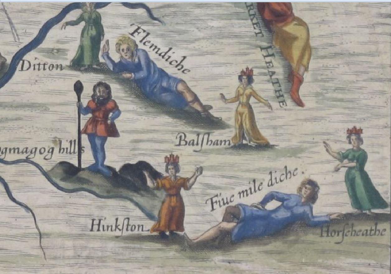 Michael Drayton 1622 Mappa del Cambridgeshire per Poly-Olbion originale antico vintage in vendita 3