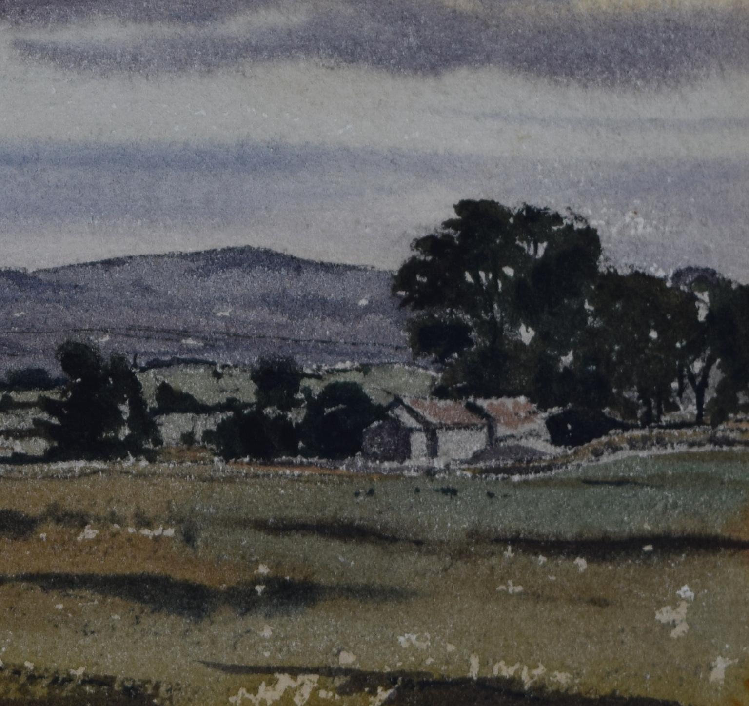 Claude Muncaster Landscape View UK Watercolour Modern British Art For Sale 1