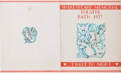 Art Decó gouache obra de arte original 1937 Programa de la Noche de Reyes de Shakespeare