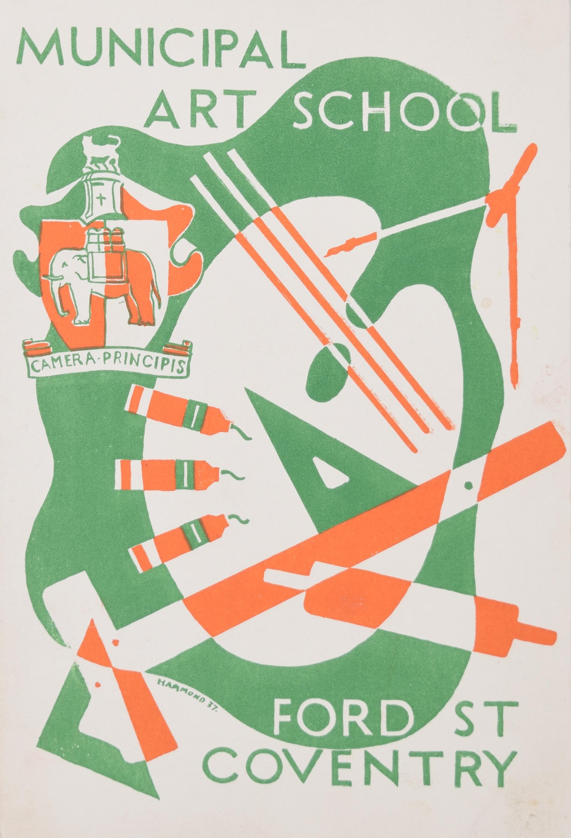 Hammond (artist) Figurative Art – Art-Déco-Lithographie entworfen um 1937 für die Art-Schule Brochure Hammond 
