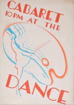 Art Deco gouache original artwork 1936 Cabaret Dance invitation