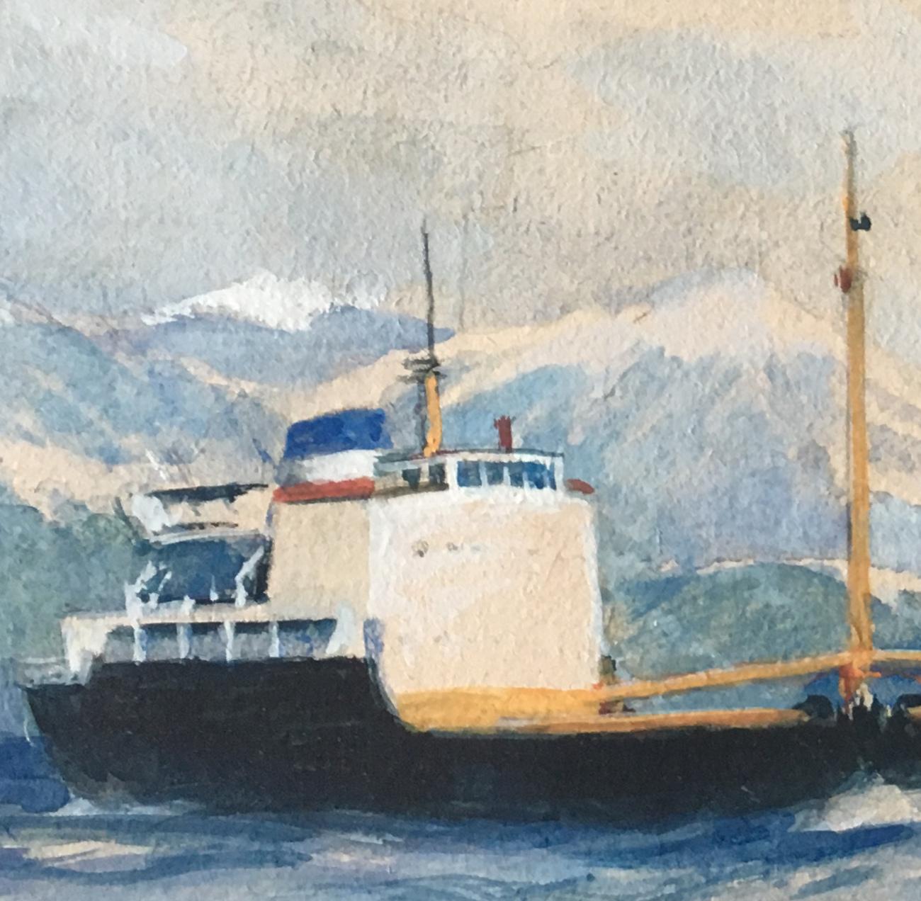 Laurence Dunn Otra, peinture d'art maritime bateau d'expédition côtière en vente 1