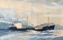 Vintage Laurence Dunn Otra painting maritime art ship boat coastal  shipping