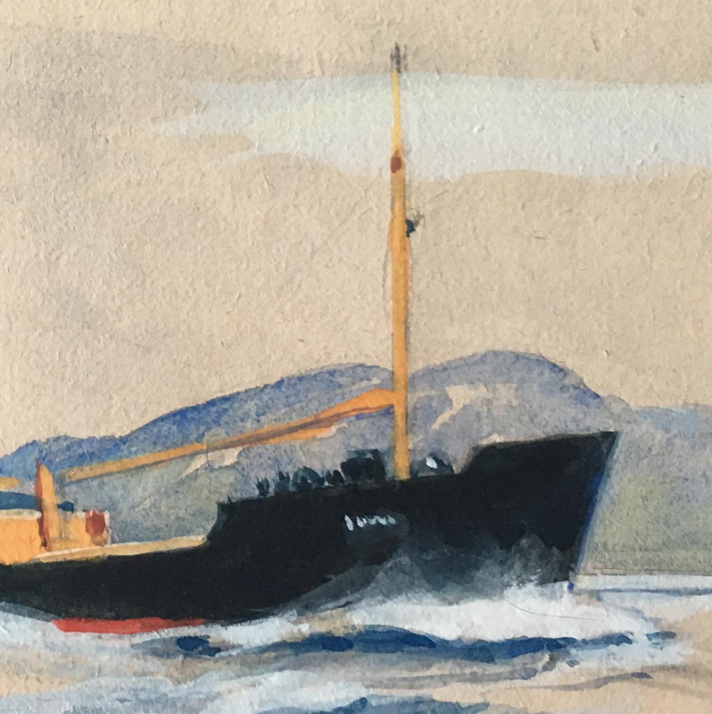 Laurence Dunn Otra, peinture d'art maritime bateau d'expédition côtière en vente 3