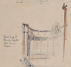 Louis Osman FRIBA Thomas Lumley Castle architectural sketches c. 1960s