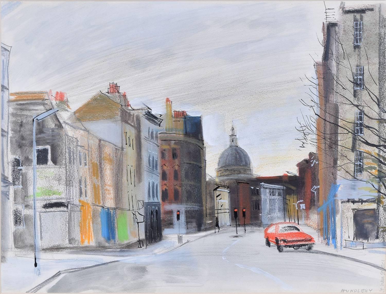 A.R. Hundleby Landscape Art - St John Street, London EC1 watercolour by A. R. Hundleby c. 1980 Avengers era