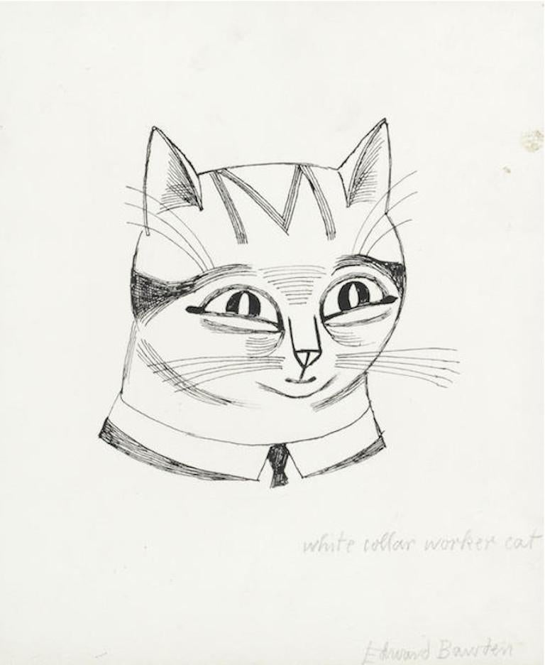 Edward Bawden Edward Bawden Drawing White Collar Worker Cat Pen And Ink Modern British Art For Sale At 1stdibs