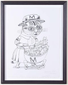 Edward Bawden Nurse Cat With Nine Lives pen and ink Modern British Art drawing