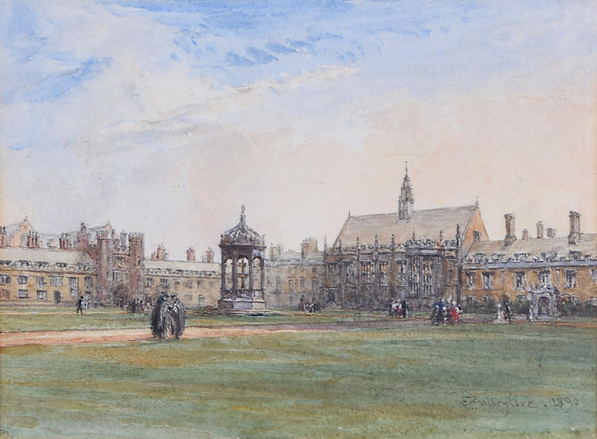John Fulleylove Trinity College Great Court, Cambridge 1890 watercolour