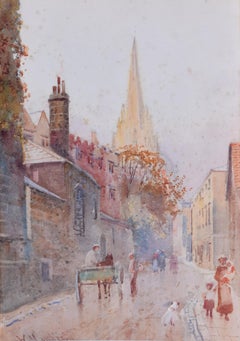 William Matthison Oriel Street and St Mary's Oxford University watercolour