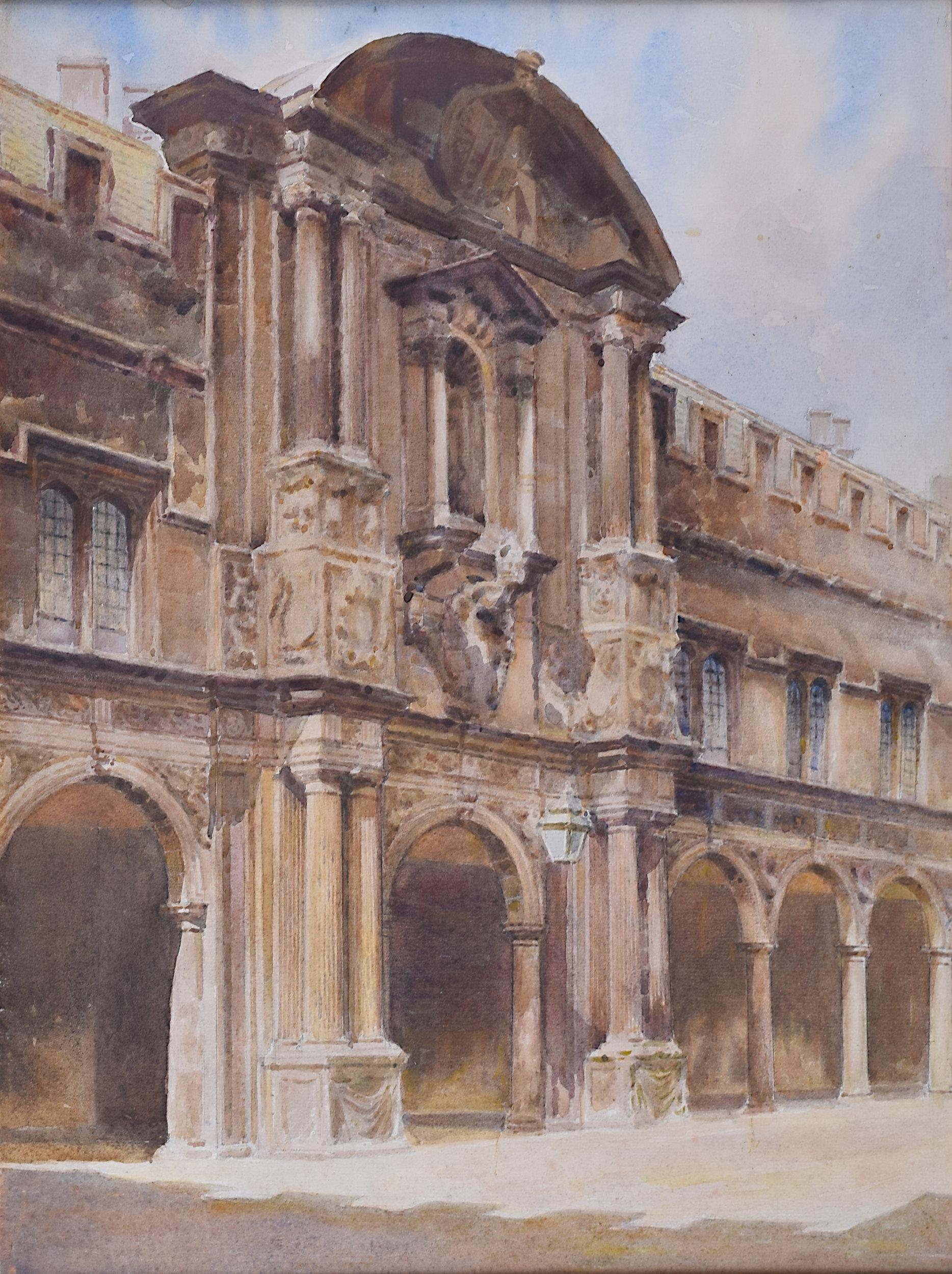 John Fulleylove attrib. St John's College Canterbury Quad Oxford watercolour