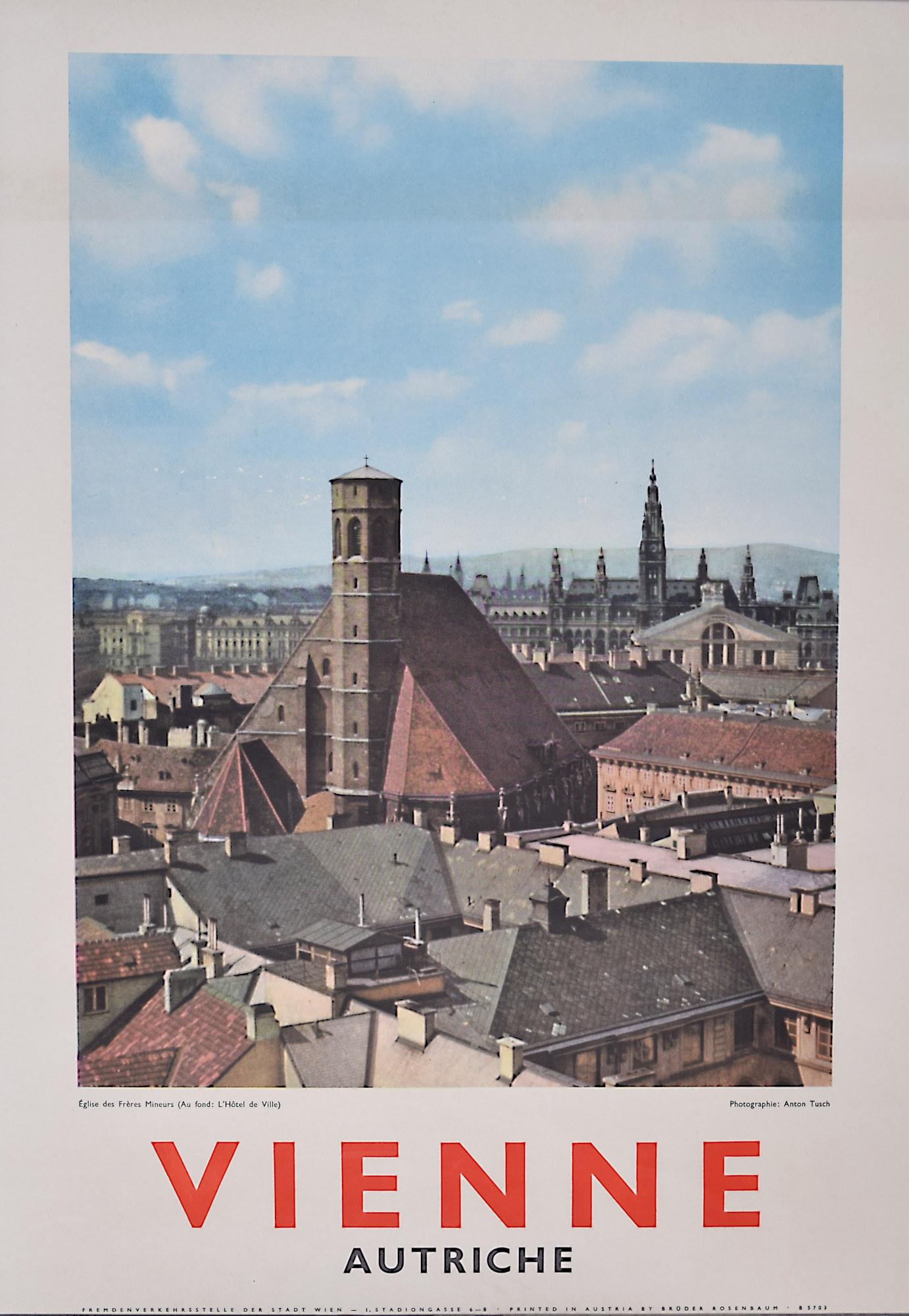 Original Wien Österreich Foto-Reiseplakat Eglise des Freres Mineurs, Original