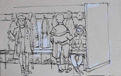 Peter Collins ARCA School Children in a Cloakroom sketch c. 1950s