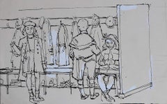 Used Peter Collins ARCA School Children in a Cloakroom sketch c. 1950s