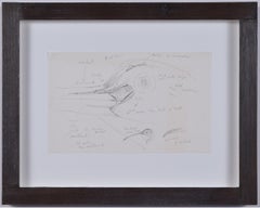 Clifford Ellis Curlew pencil sketch Mid Century Modern British Art Wildlife