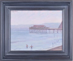 Clifford Hall Teignmouth Pier and Beach oil painting Modern British Art seaside