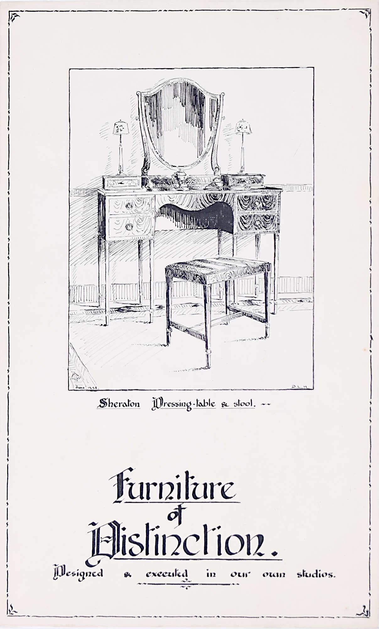 Donald L. Hadden Interior Art – Möbel von Distinction Plakatdesign aus den 1930er Jahren – George M Hammer Designer London