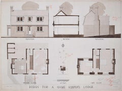 Vintage Design for Modernist Game Keeper Lodge architectural drawing Mid Century Modern