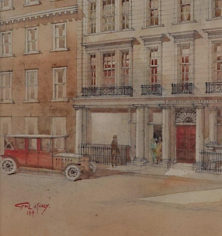 Cyril Farey 1914 Architectural Perspective Design Zeichnung Berners Street London im Angebot 1