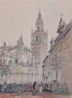 Prof Sir Albert Richardson PRA Arquitecto La Giralda Sevilla acuarela