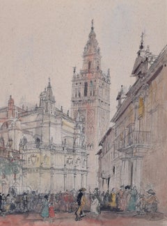 Prof Sir Albert Richardson PRA Architect The Giralda Seville watercolour