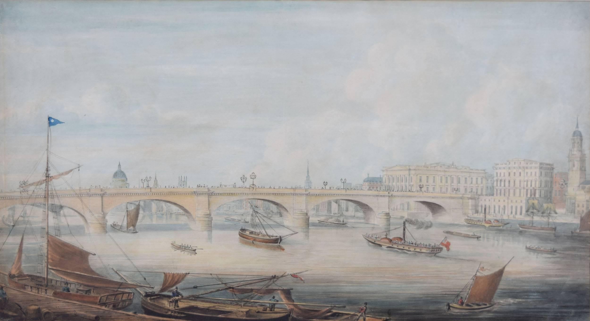 Gideon Yates 1831 Ansicht der The Thames mit London Bridge St Paul's Cathedral