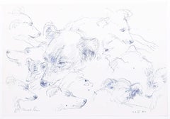 Vintage Dogs original pen and ink sketch Derrick Sayer for Beverley Nichols Cats ABC